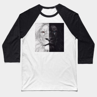 Black and White Lion Baseball T-Shirt